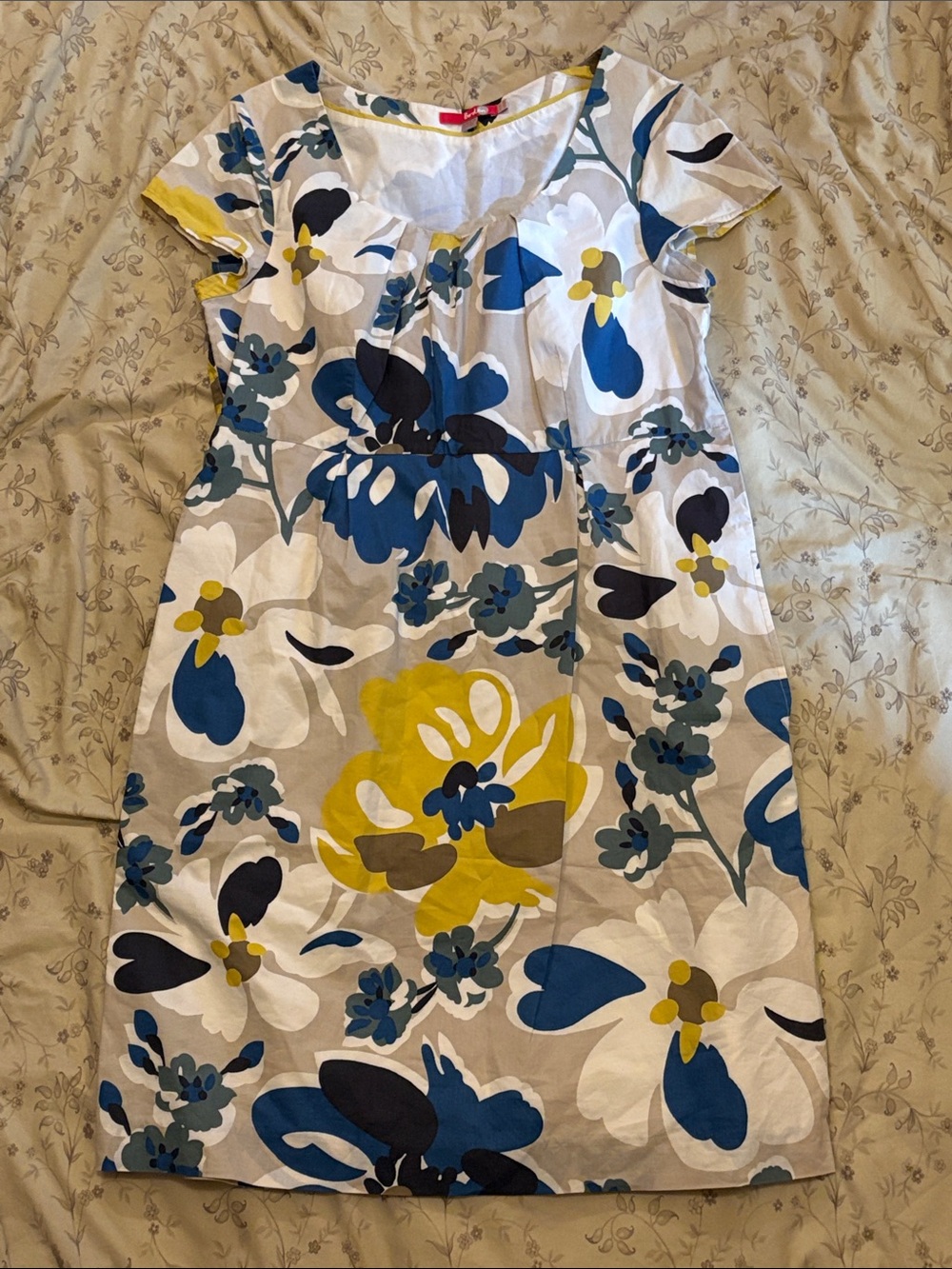 Boden Classic Floral Cap-Sleeve Cotton Sheath Dress